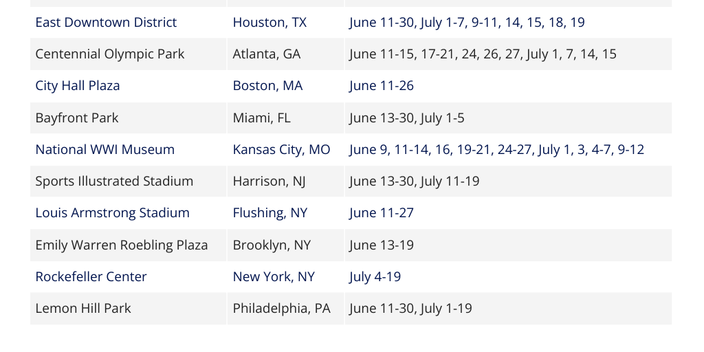 2026 Event Venue Schedule by FOX TV Digital Team - Infogram