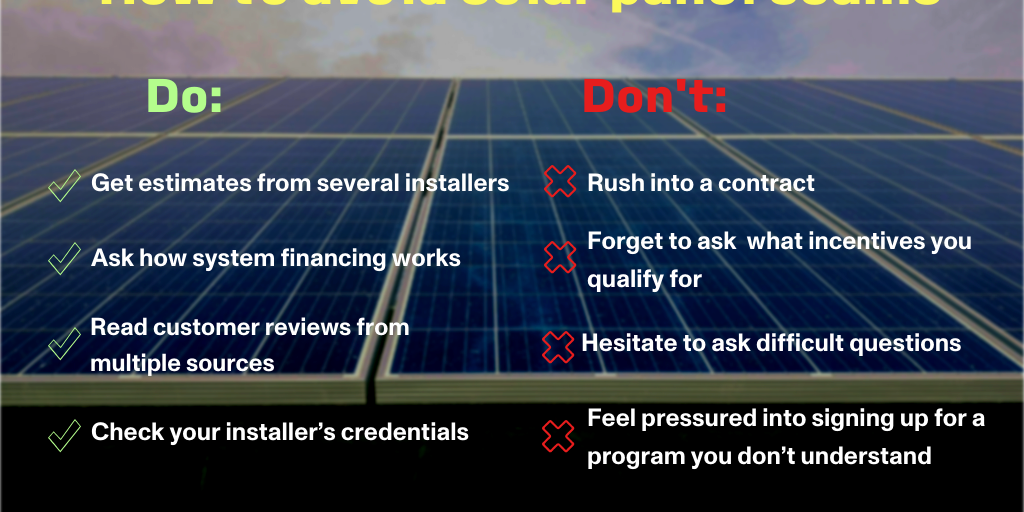 Tips to avoid solar panel scams by Infogram