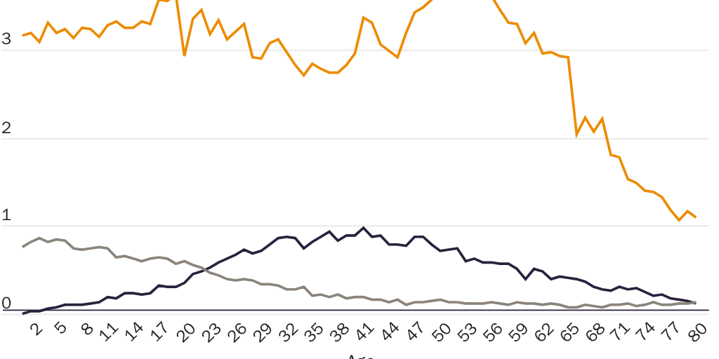 Figure 3: U.S. population by age and immigration status in 2011 (millions)