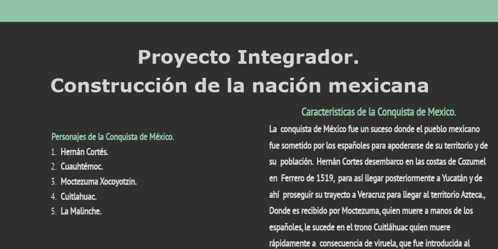 Proyecto Integrador Construcción De La Nación Mexicana Infografia