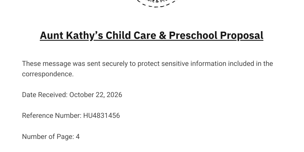 Aunt Kathy’s Child Care & Preschool Proposal by Kathy Donelan - Infogram