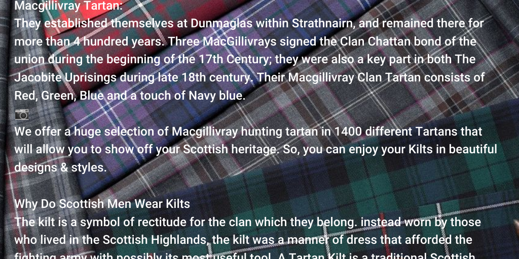 Macgillivray Tartan - History & Variations | Scottish Kilt by javed ...