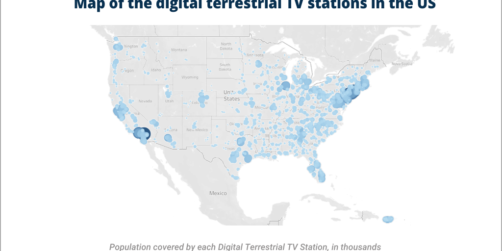 Map of the digital terrestrial TV stations in the US by Infogram