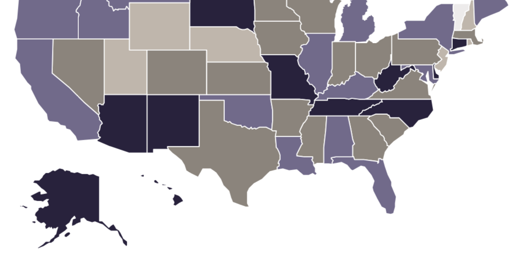 Figure 1: Estimate: share of mental-health needs that current supply of psychiatrists can meet, by state