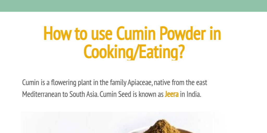 How to use Cumin Powder in Cooking/Eating? Infogram