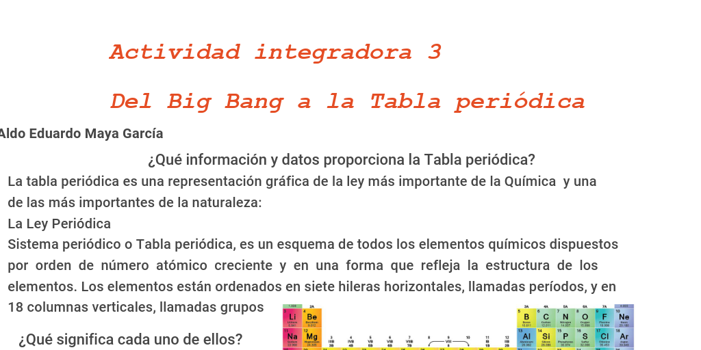 Actividad integradora 3 Del Big Bang a la Tabla periódica by Eduardo