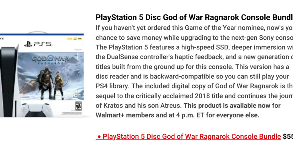 20222111 Playstation 5 Disc God of War Ragnarok Console Bundle Infogram