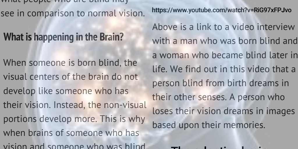 The Effect of Blindness on the Human Brain Infogram