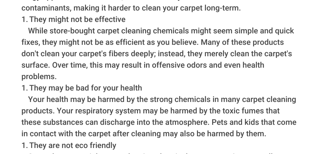 Why are storebought carpet cleaning products bad for your carpet