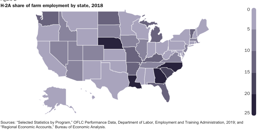 Figure B: H-2A Share of Farm Employment by State, 2018
