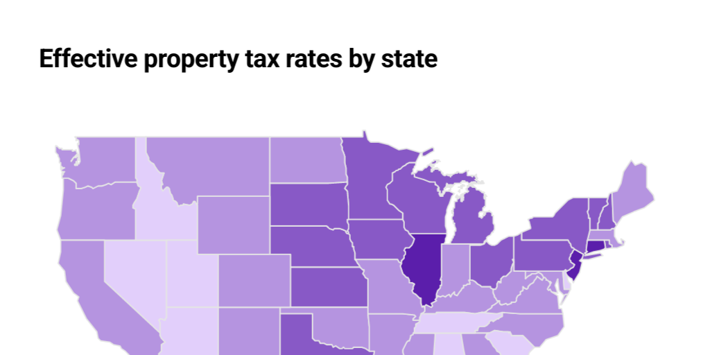 Effective property tax rates by state by The Ascent Infogram
