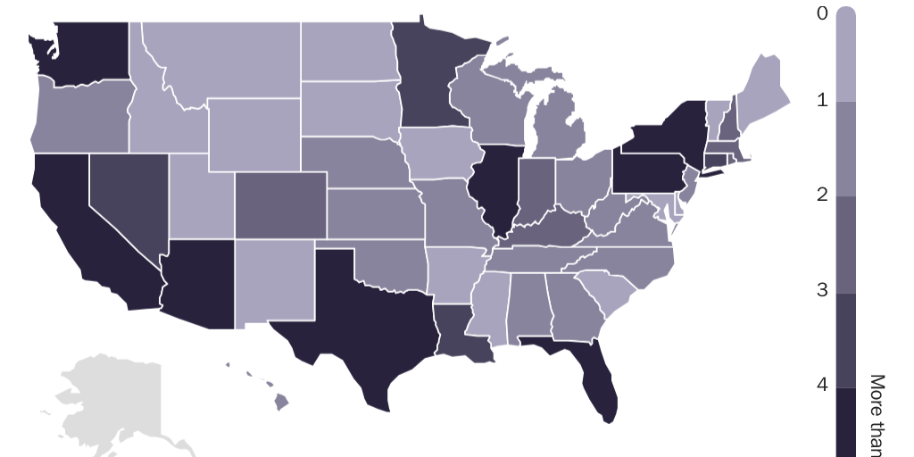 Figure 3: Immigration Detainers for Publicly Identified U.S. Citizens by State