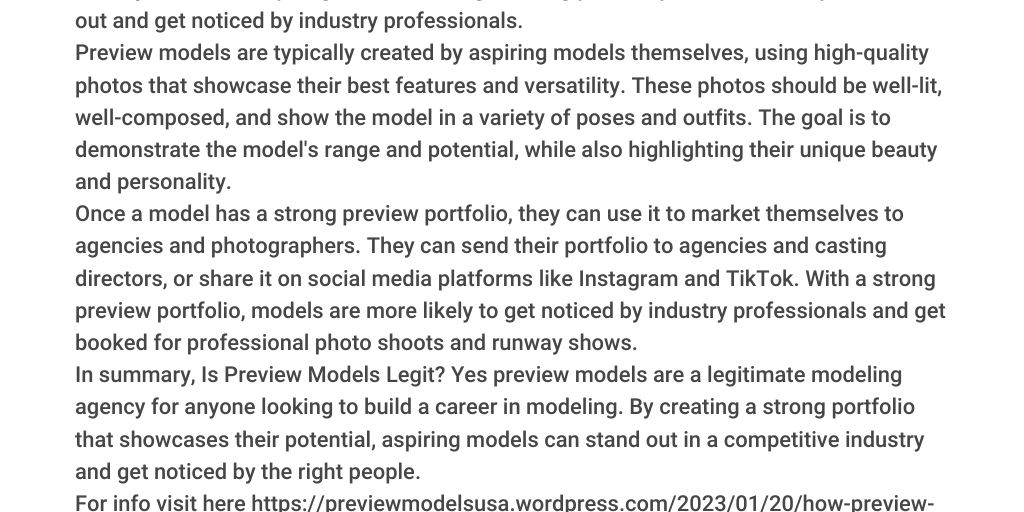 How preview models can help you grow your modeling career?- Preview ...