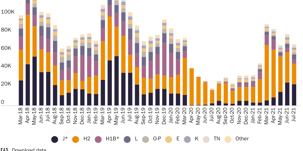Figure 5: Temporary work-eligible visa issuances by type