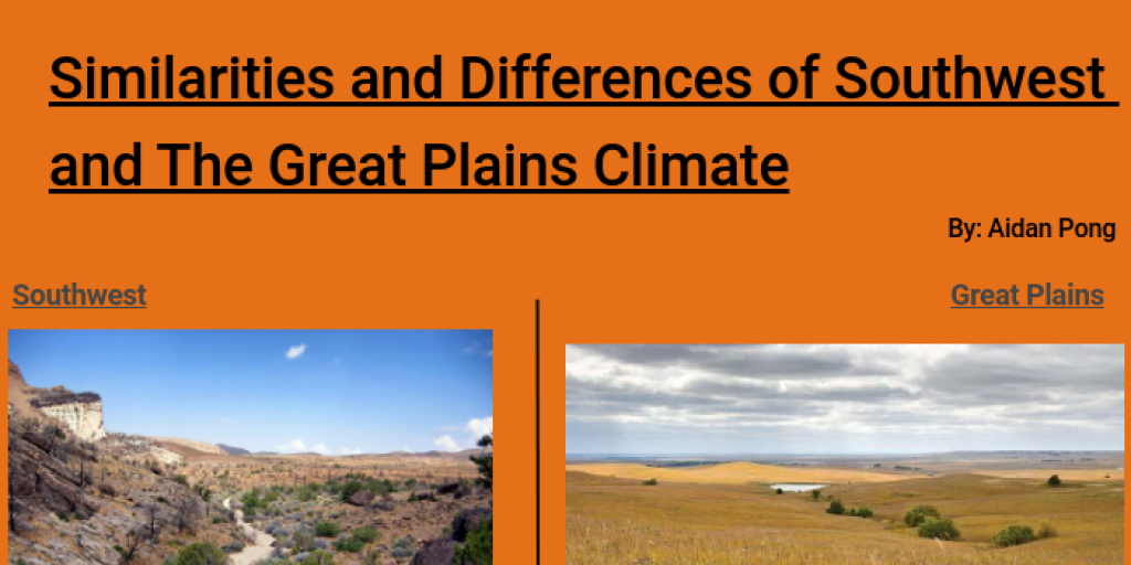 Southwest and The Great Plains Compare and Contrast Infogram
